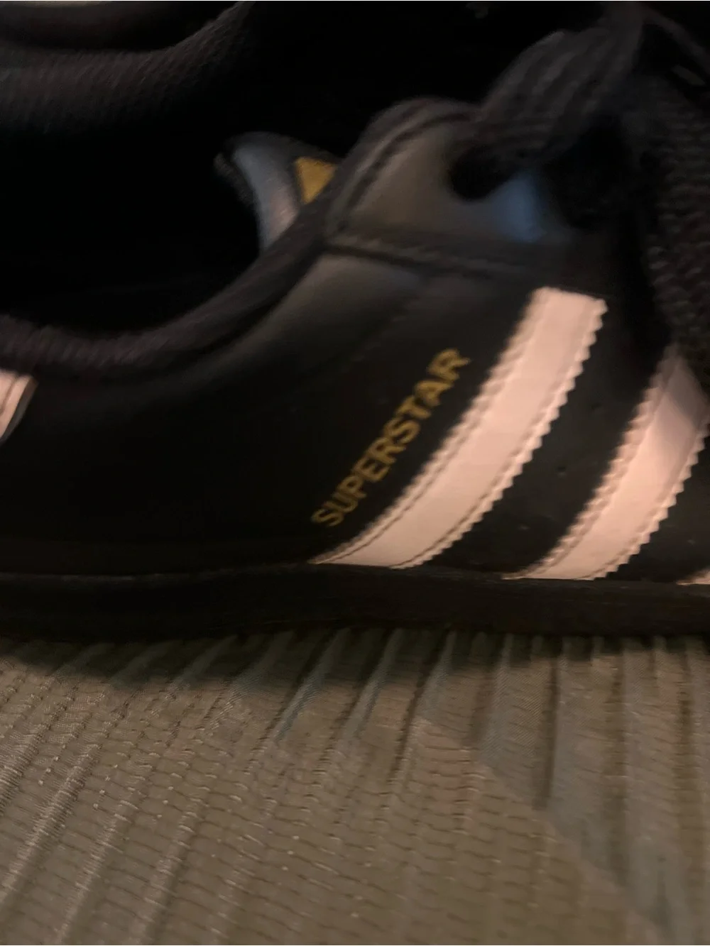 adidas men’s Superstar Sneakers - Black with White Stripes